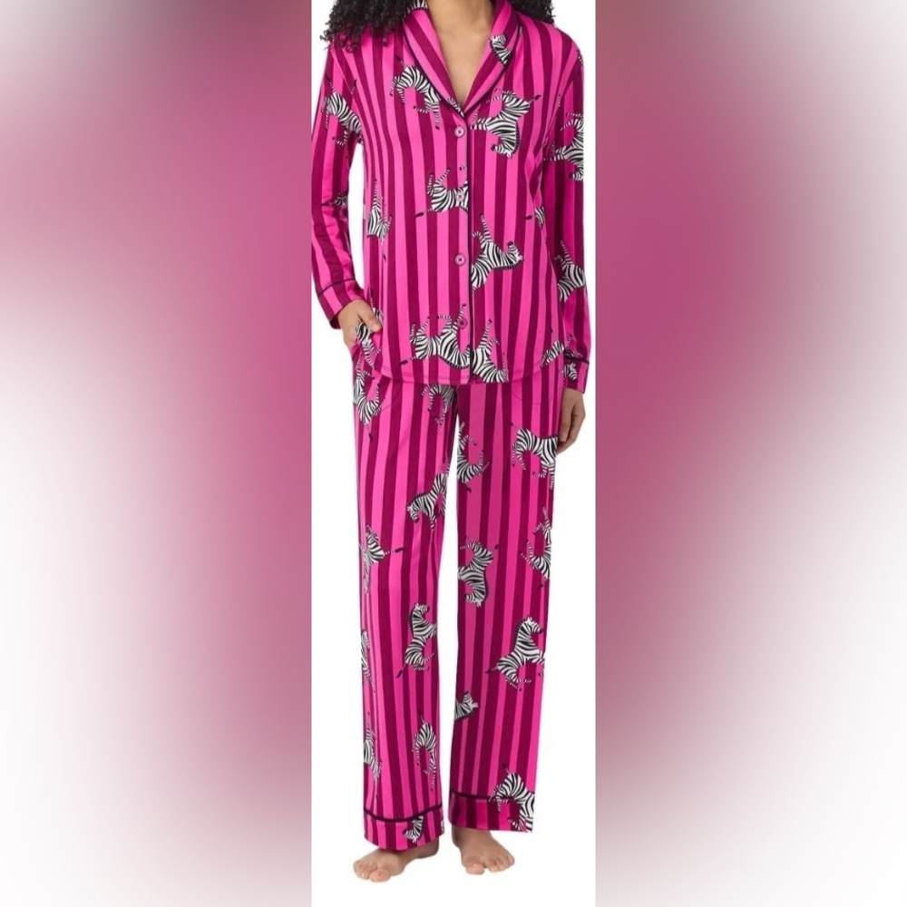 Room Service Pink Zebra Stripe Pajama SET - M